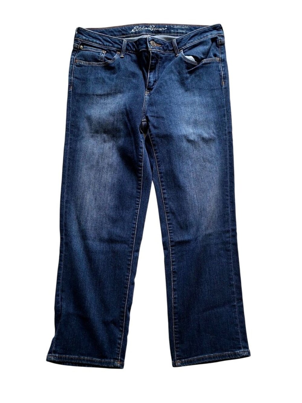 Eddie Bauer Womens Slightly Curvy Straight Leg Blue Jeans Size 12